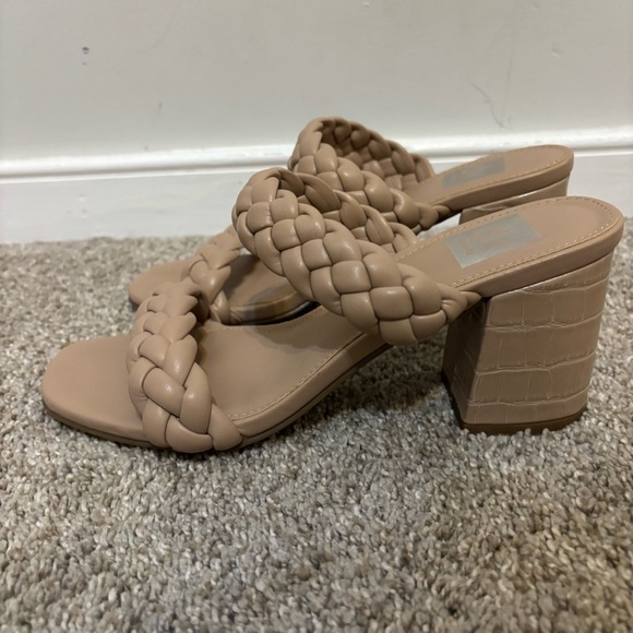 Dolce Vita Women's Braided Square Open Toe Block Heel Tessa Heels Tan Size 7.5 - Picture 1 of 7